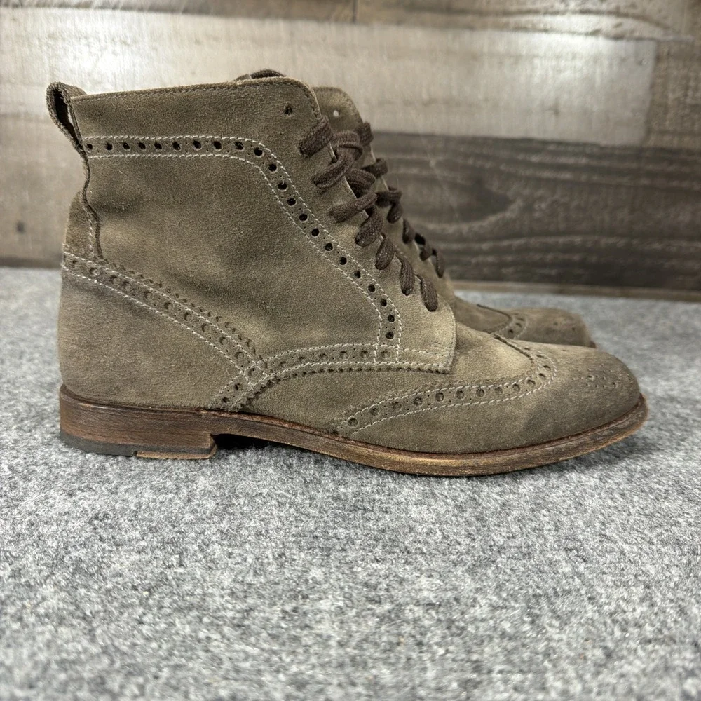 Sendra 9269 Oxford Boots Suede Wingtip Brogue Lace Up Brown Mens Sz 8.5 Spain